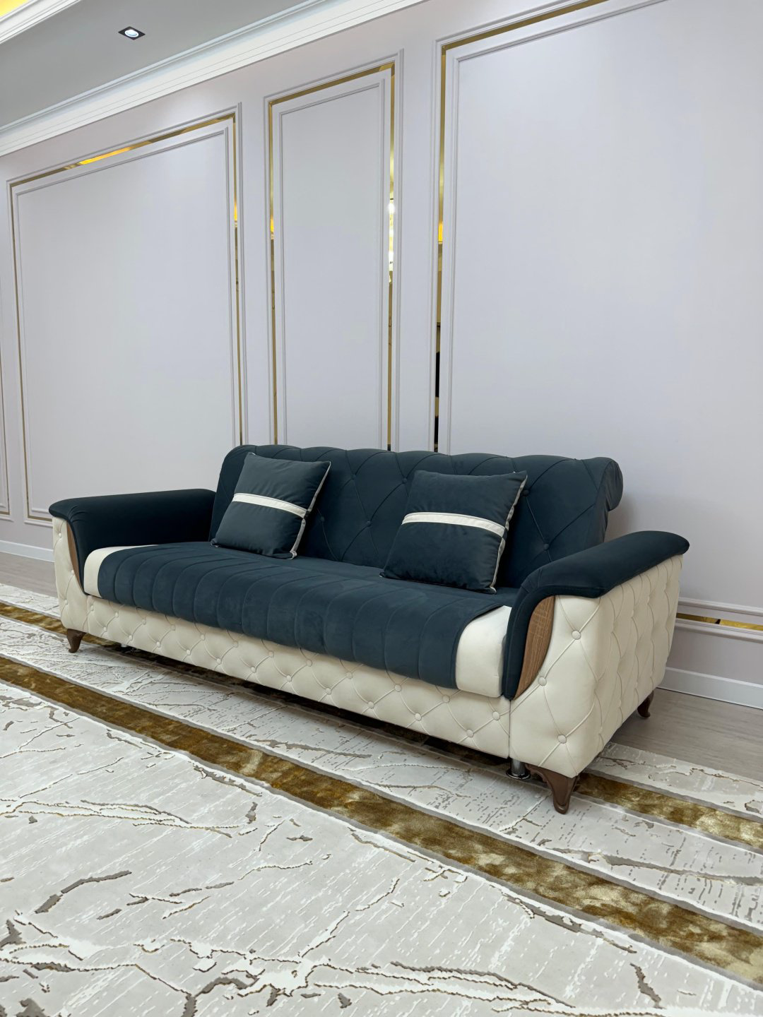 Диван ZereHome Мальта, 240х80 см, обивка велюр, темно-синий купить,NaN