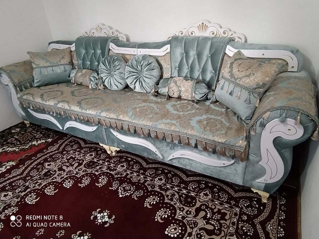 Диван прямой Шах 678905, 400х100 см, обивка велюр, бирюзовый купить,NaN
