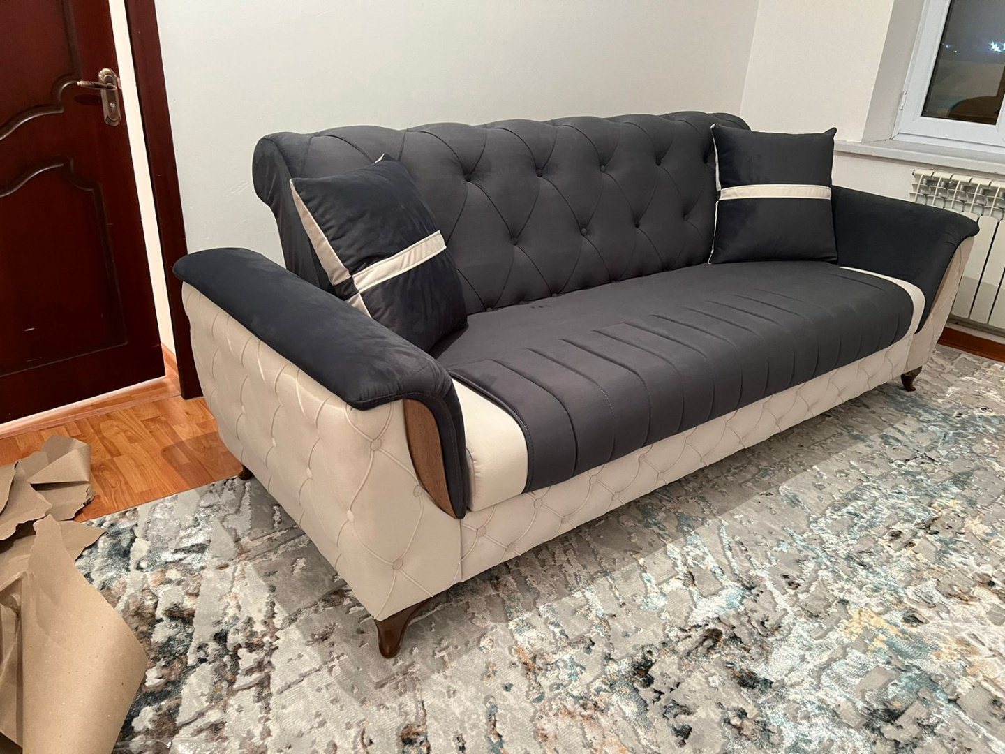 Диван Soft House МАЛЬТА, 240х90 см, обивка велюр, темно-серый купить,NaN