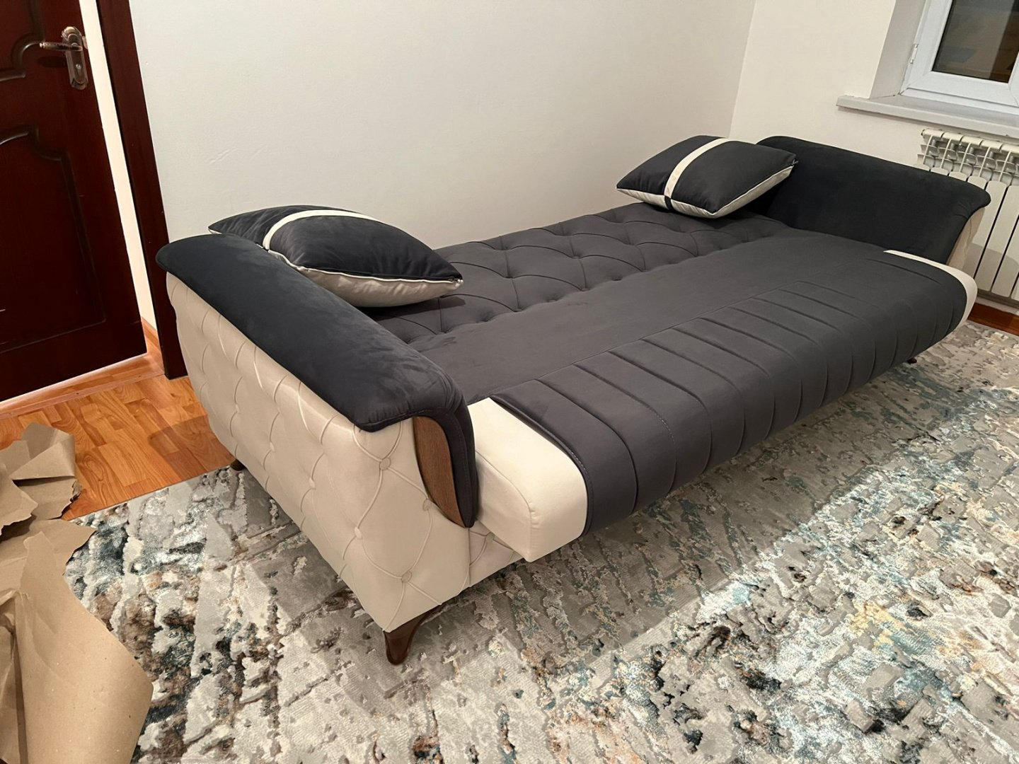 Диван Soft House МАЛЬТА, 240х90 см, обивка велюр, темно-серый купить,NaN