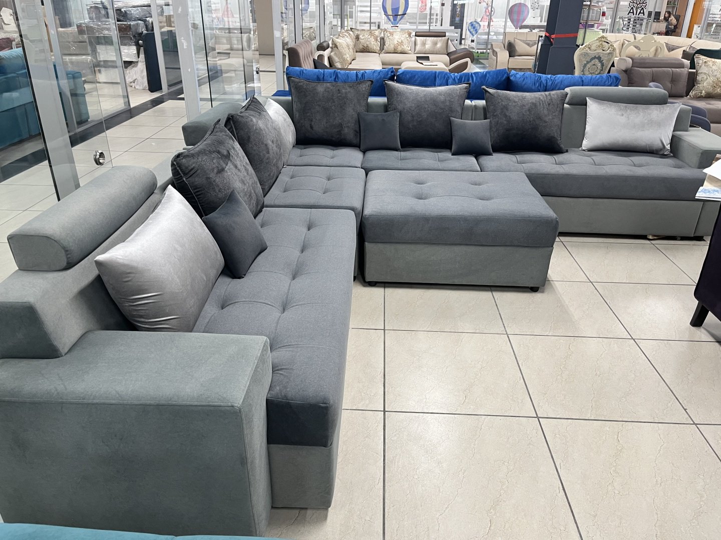 Диван угловой Star 650534, 430х300 см, обивка микровелюр, серый - ForteMarket Диван угловой Star 650534, 430х300 см, обивка микровелюр, серый купить,0