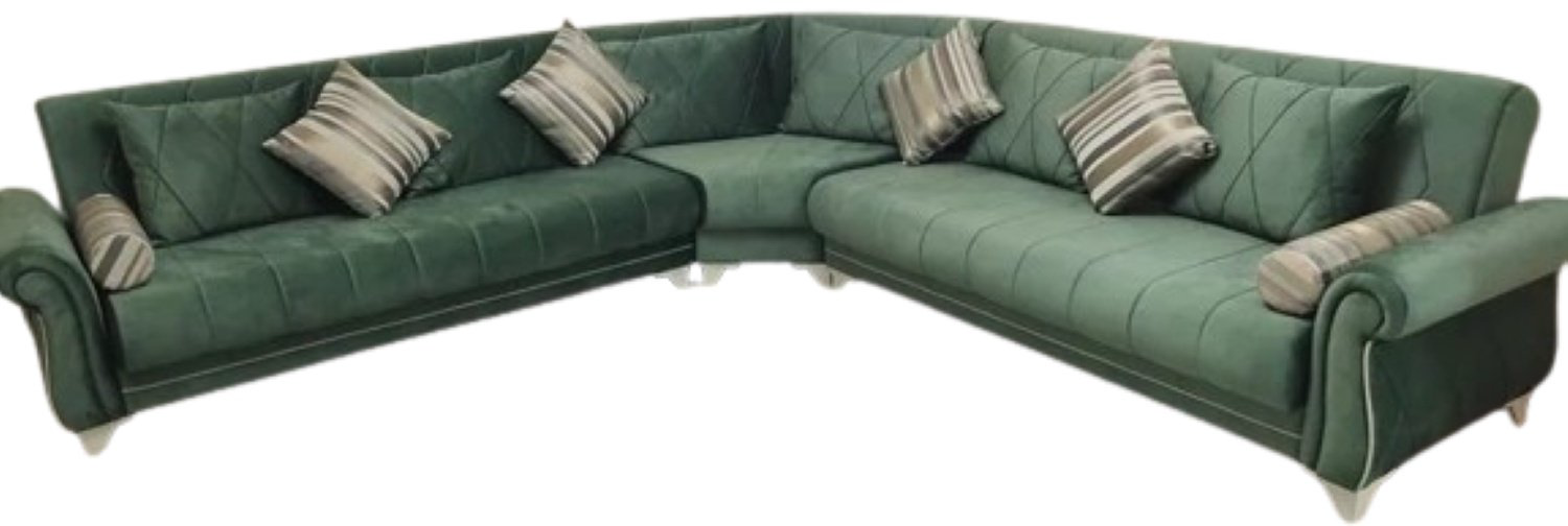 Диван угловой R437, 330х330 см, обивка велюр, зеленый купить,NaN