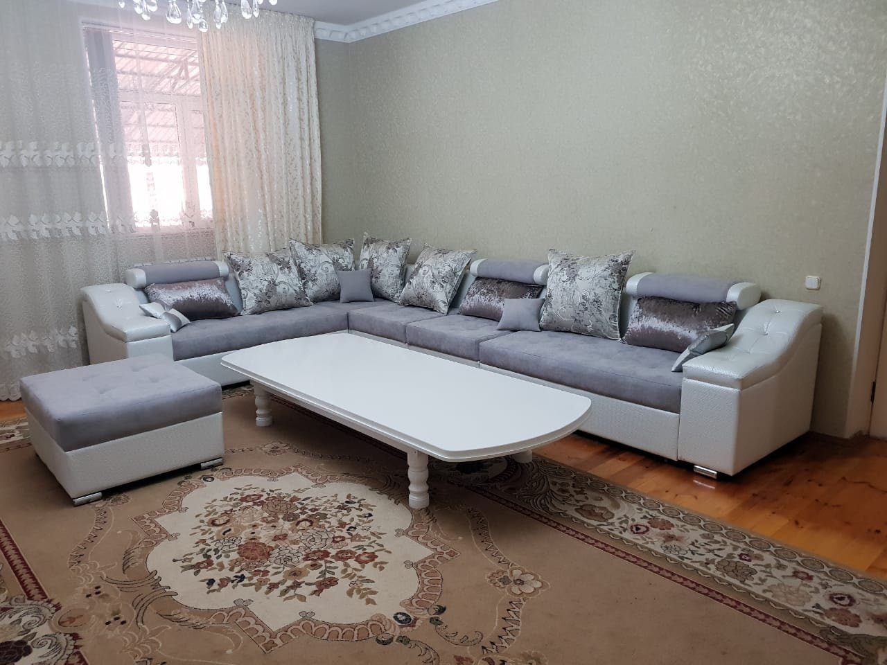 Диван угловой Guldyz, 430х270 см, обивка комбинированная, серый