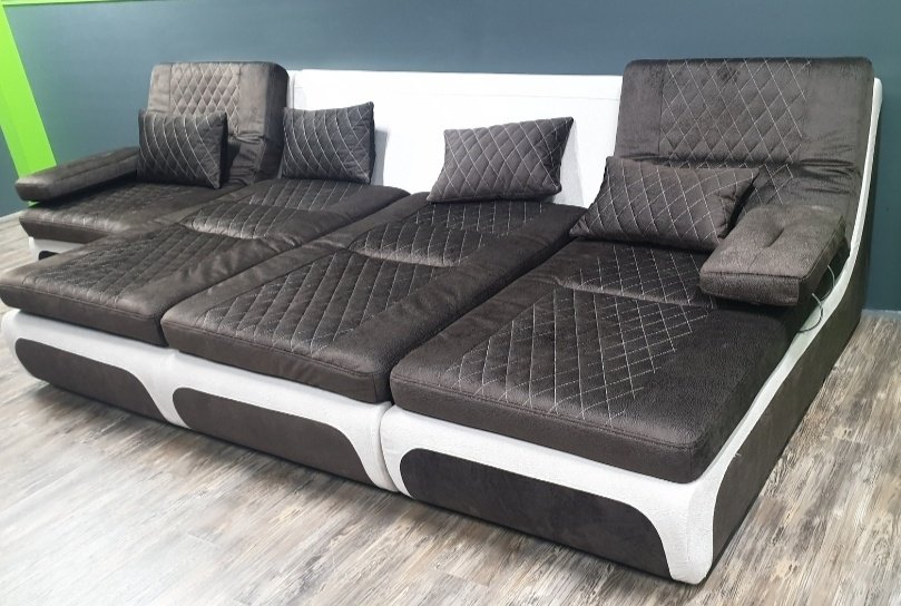 Диван угловой EuroStyle 872631, 370х180 см, обивка комбинированная, коричневый купить,NaN
