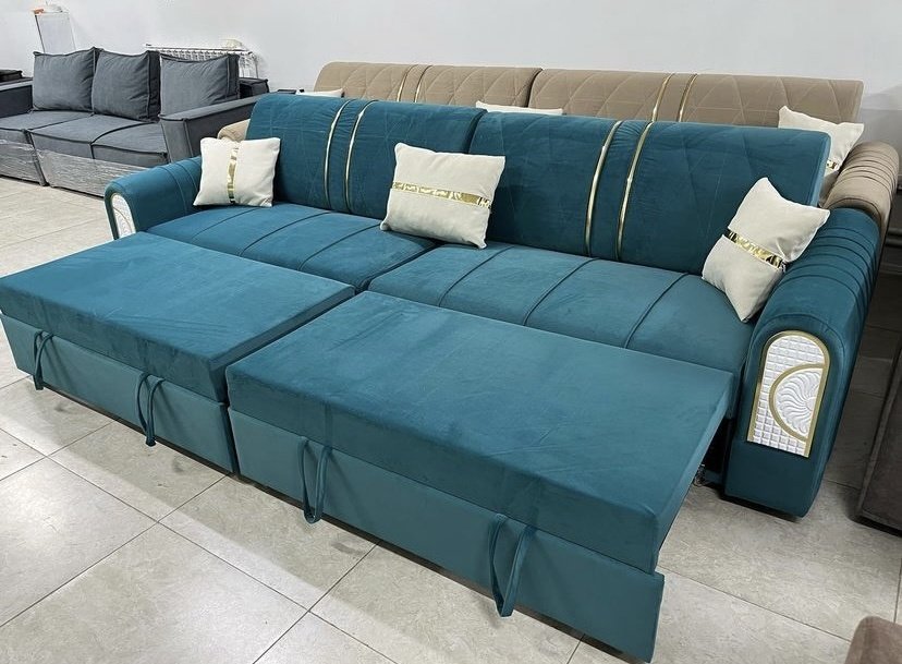Диван Rio, 370х90 см, обивка велюр, синий - ForteMarket Диван Rio, 370х90 см, обивка велюр, синий купить,0