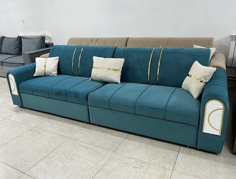 Диван Rio, 370х90 см, обивка велюр, синий - ForteMarket Диван Rio, 370х90 см, обивка велюр, синий купить,0