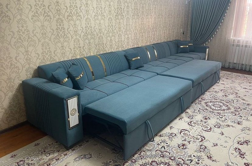 Диван Barakat Рим, 500х90 см, обивка велюр, синий купить,NaN