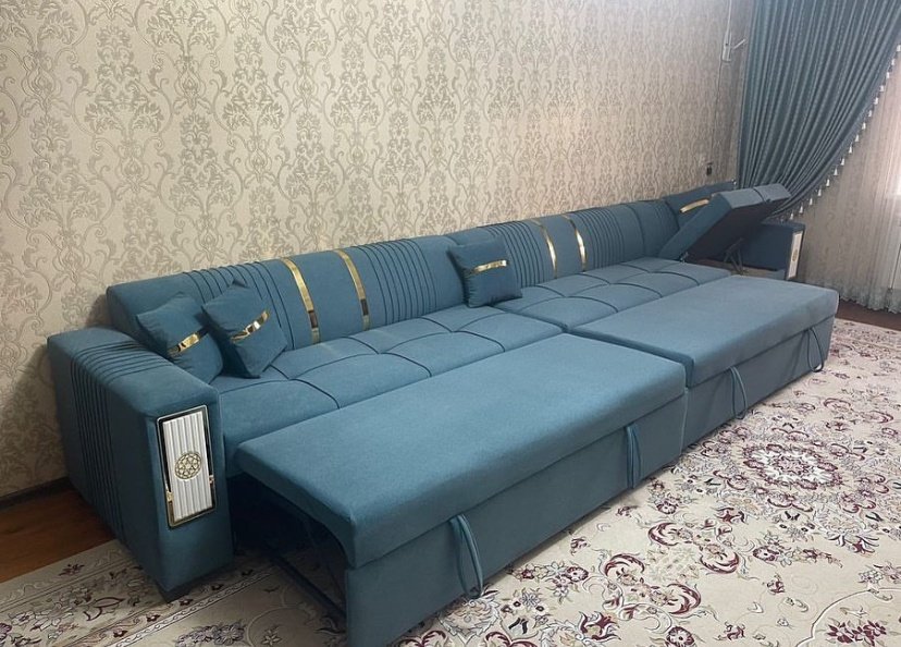 Диван Barakat Рим, 500х90 см, обивка велюр, синий купить,0