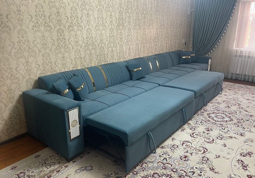 Диван Barakat Рим, 500х90 см, обивка велюр, синий купить,NaN