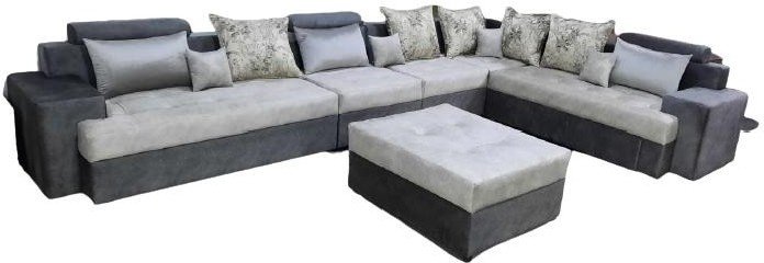 Диван угловой Диваны Алмата Аспан, 440х248 см, обивка ткань, серый