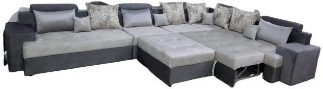 Диван угловой Диваны Алмата Аспан, 440х248 см, обивка ткань, серый купить,0