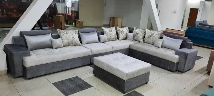 Диван угловой Диваны Алмата Аспан, 440х248 см, обивка ткань, серый купить,0