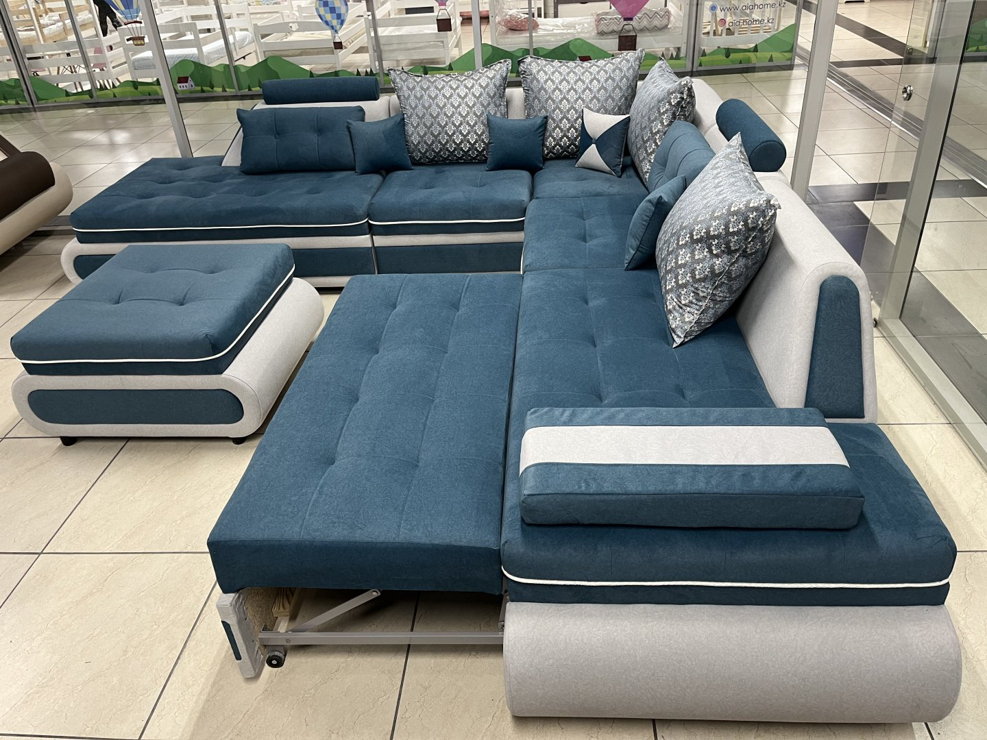 Комплект мягкой мебели Диамонд original 440х280см синий купить,NaN