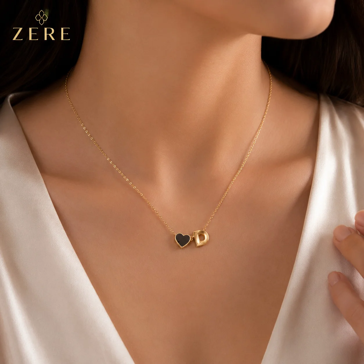 Колье Zere ZR180709 буква D жёлтое золото 1.7гр 45см  купить,137500