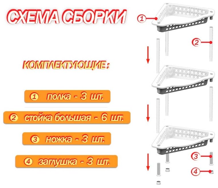 Этажерка универсальная Альтернатива М6471 42.5x27x60 см, пластик купить,0