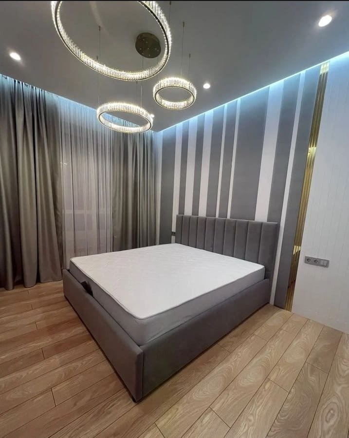 Кровать Muniso 0096 160x200см с матрасом серая купить,NaN