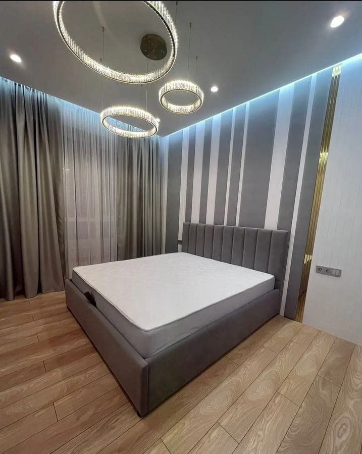 Кровать Muniso 0096 160x200см с матрасом серая купить,NaN