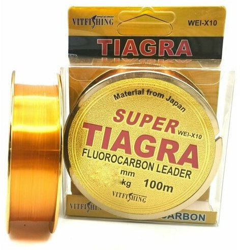 Леска VitFishing флюоркарбоновая Tiagra 0.4 мм 100м флюорокарбон желтый 0.4 мм желтый
