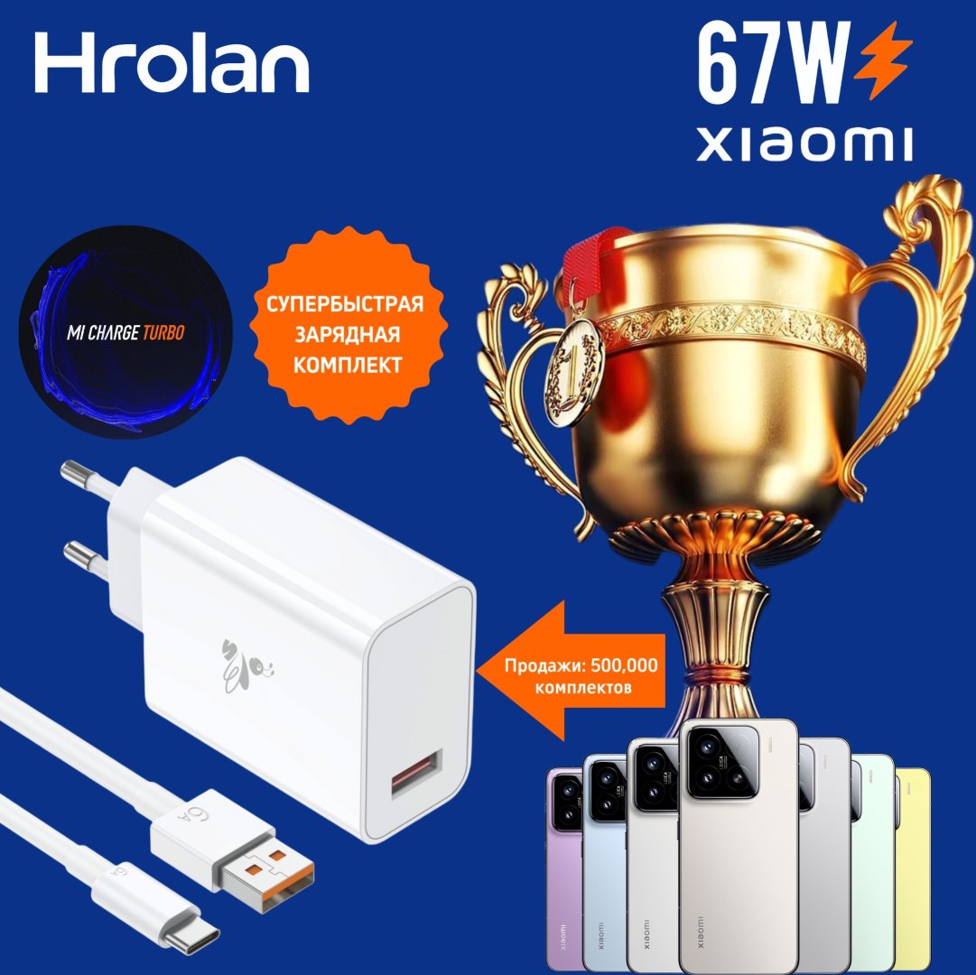 Зарядное устройство Hrolan A06 67W USB Type-C белый купить,8000