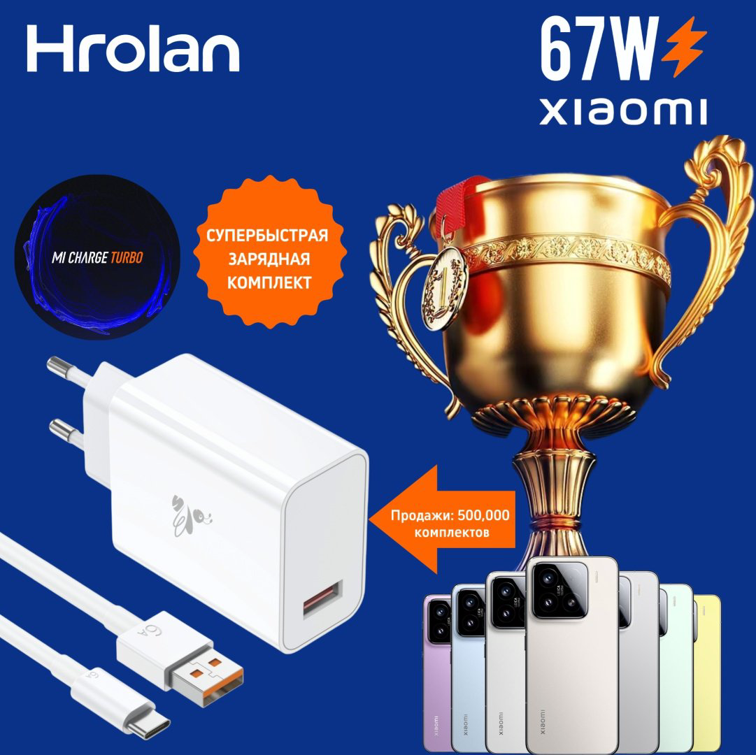 Зарядное устройство Hrolan A06 67W USB Type-C белый купить,8000