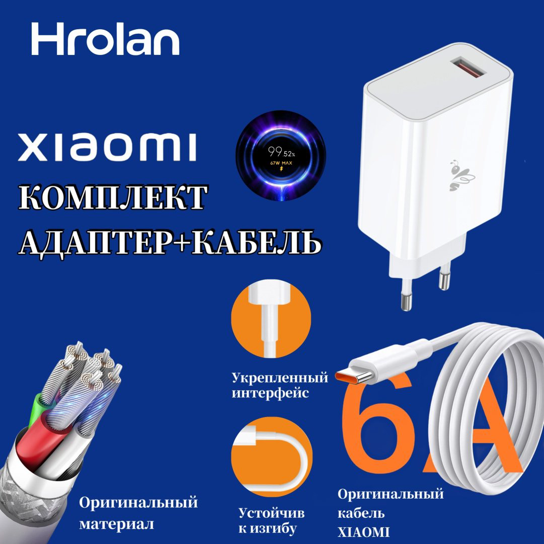 Зарядное устройство Hrolan A06 67W USB Type-C белый купить,8000