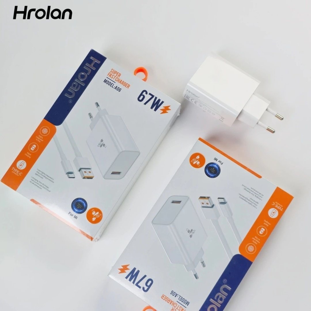 Зарядное устройство Hrolan A06 67W USB Type-C белый купить,8000