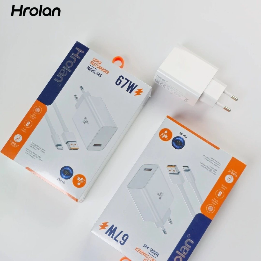 Зарядное устройство Hrolan A06 67W USB Type-C белый купить,8000