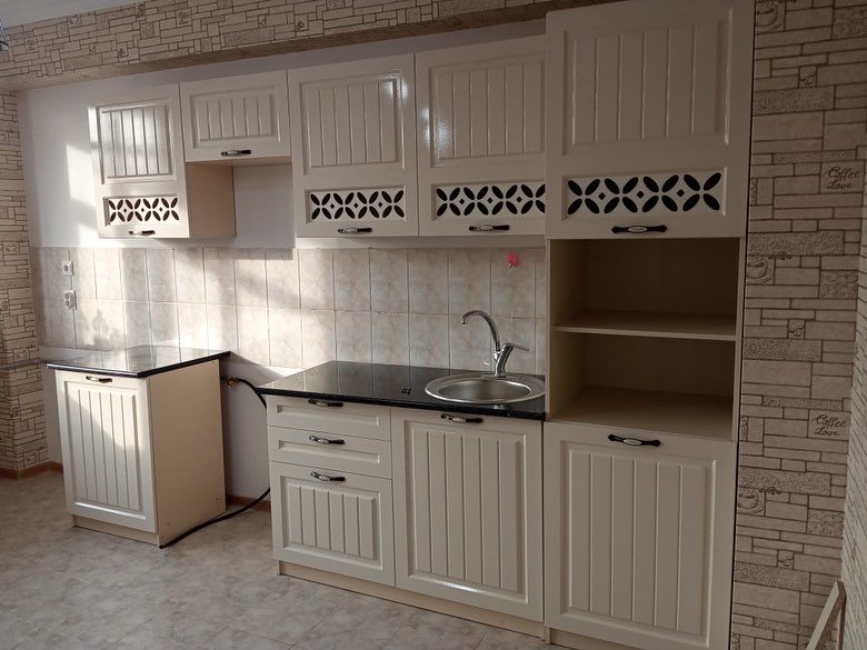 Кухонный гарнитур Elegant Виолла К150, 300x213х60 см, ЛДСП, белый, бежевый