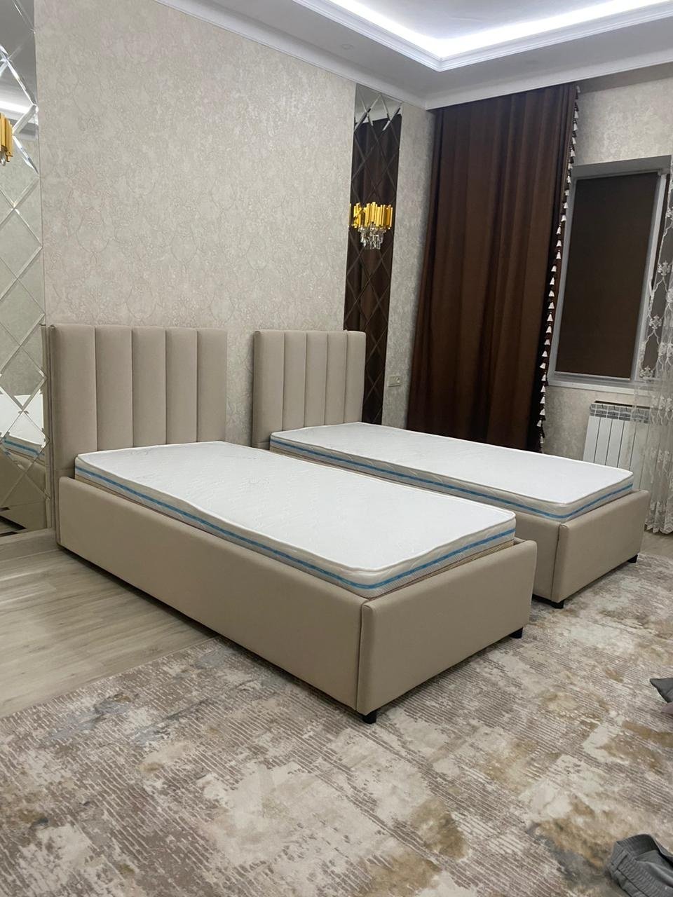 Кровать 2438001 90x200см с матрасом бежевая купить,NaN