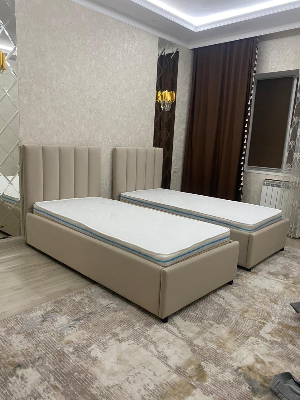 Кровать 2438001 90x200см с матрасом бежевая купить,NaN