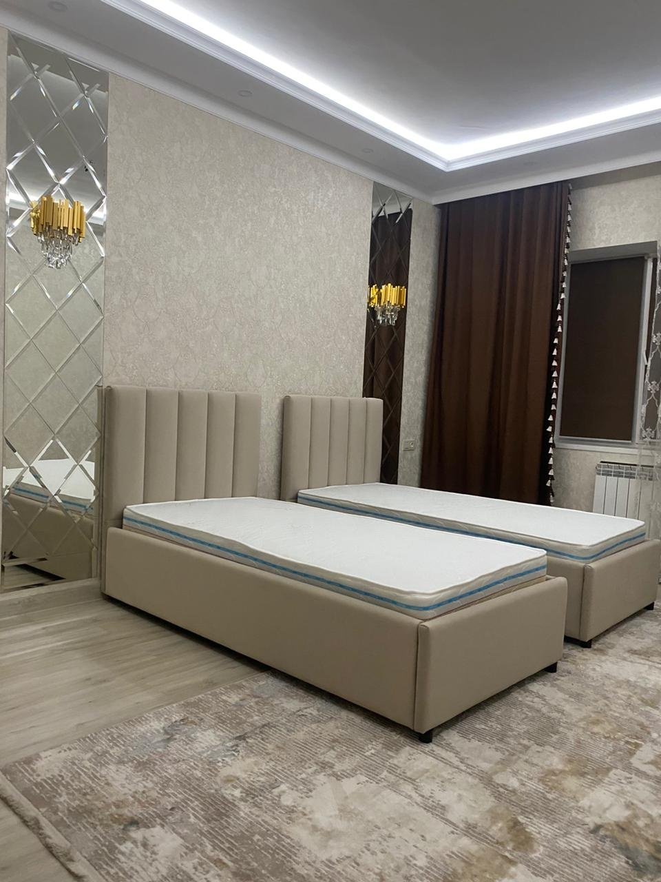 Кровать 2438001 90x200см с матрасом бежевая купить,NaN