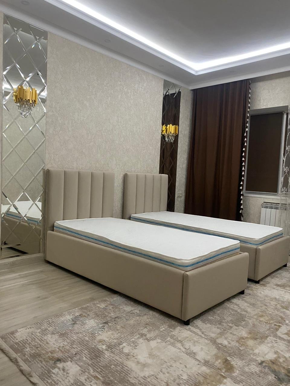 Кровать 2438001 90x200см с матрасом бежевая купить,NaN