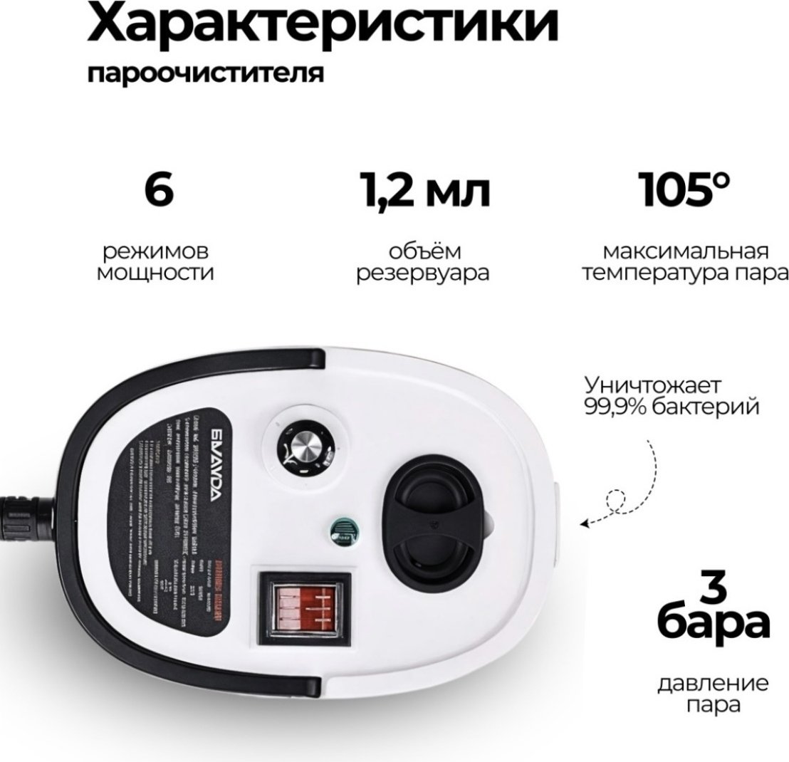 Пароочиститель Smayda WH-QX001 белый купить,0