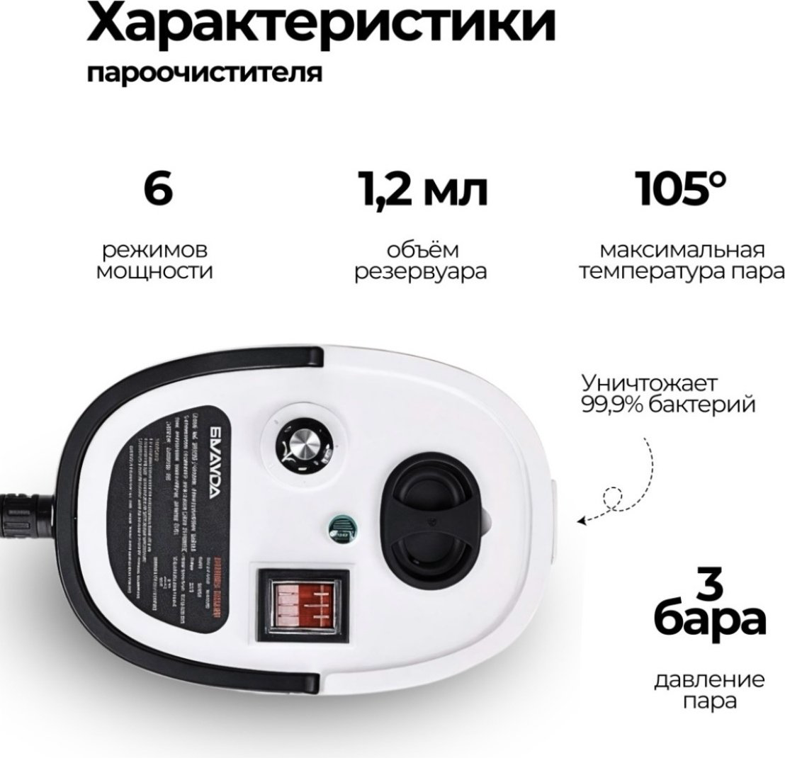 Пароочиститель Smayda WH-QX001 белый - ForteMarket Пароочиститель Smayda WH-QX001 белый купить,25000