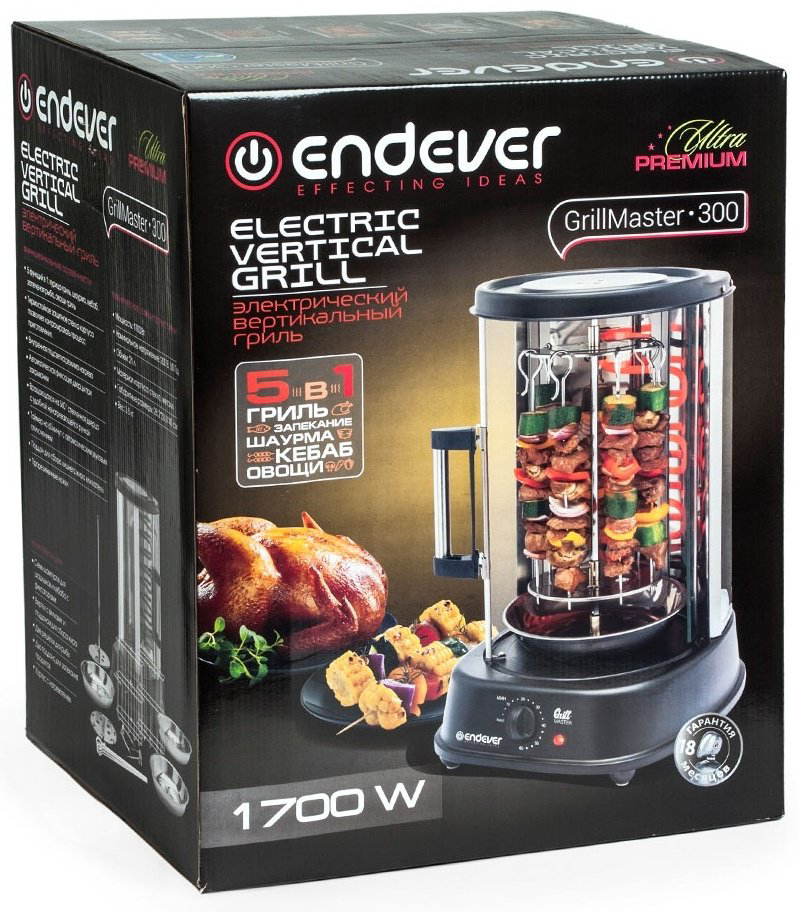 Гриль, шашлычница ENDEVER Grillmaster 300 черный купить,NaN