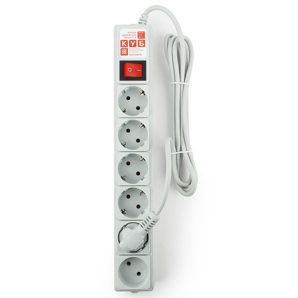 Сетевой фильтр Power Cube SPG(5+1)-B-6 1.9м серый - ForteMarket Сетевой фильтр Power Cube SPG(5+1)-B-6 1.9м серый купить,0