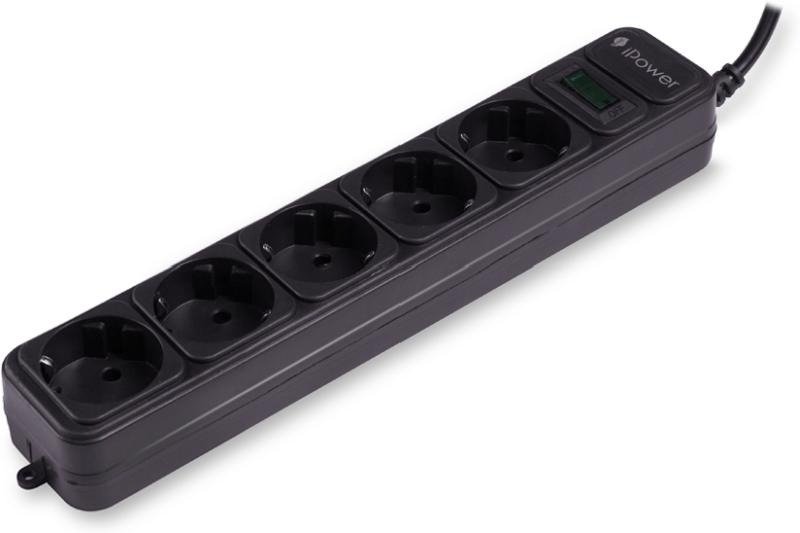 Cетевой фильтр iPower iPEO5S 1.8м чёрный купить,NaN