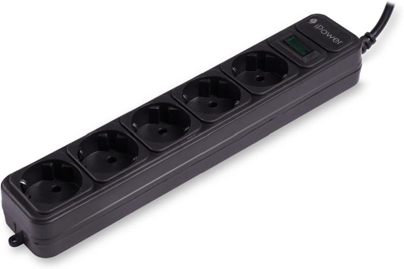 Cетевой фильтр iPower iPEO5S 1.8м чёрный купить,NaN