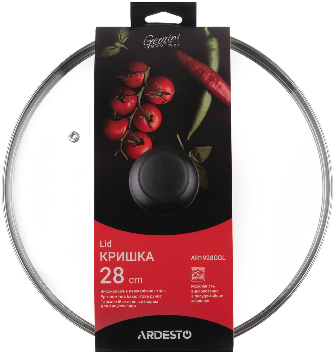 Крышка Ardesto 28 см, нержавеющая сталь, стекло купить,NaN