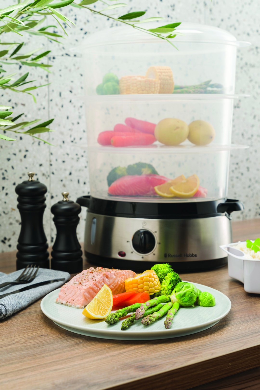 Пароварка Russell Hobbs 19270-56 9 л. черный, стальной - ForteMarket Пароварка Russell Hobbs 19270-56 9 л. черный, стальной купить,0