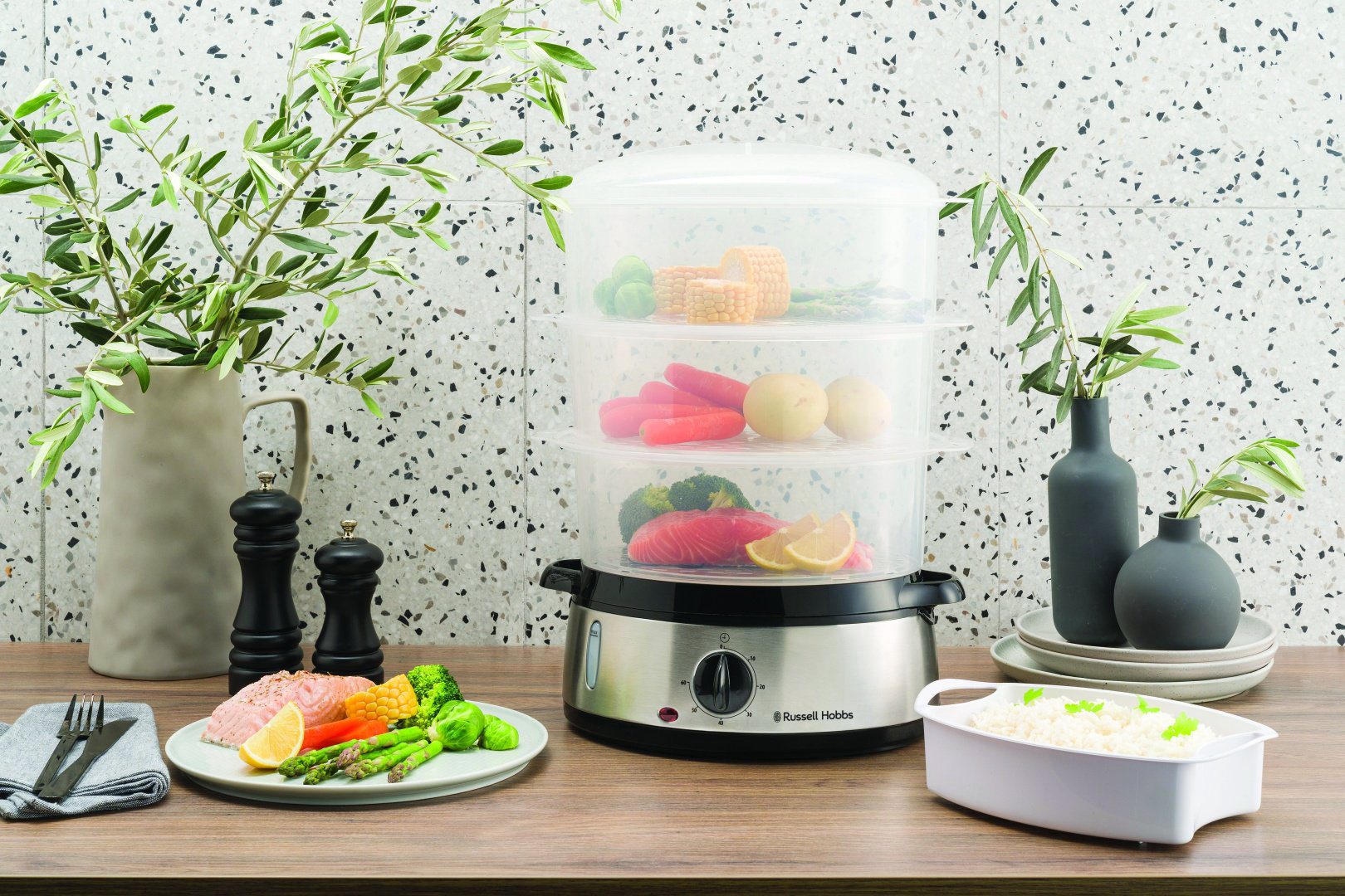 Пароварка Russell Hobbs 19270-56 9 л. черный, стальной купить,36015