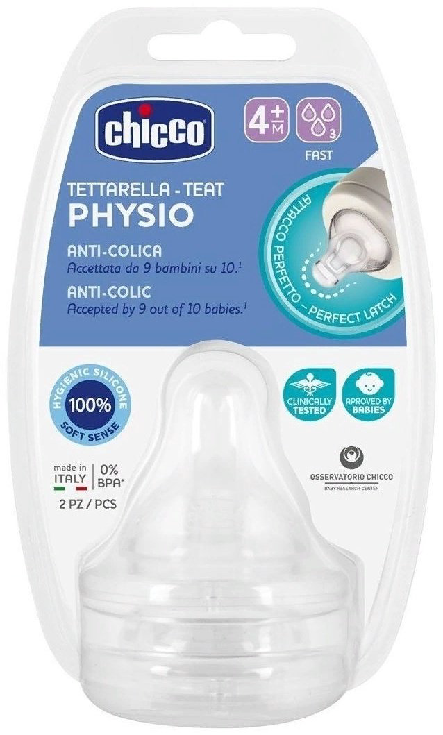 Соска для бутылочки Chicco Physio Perfect, 2 шт купить,NaN