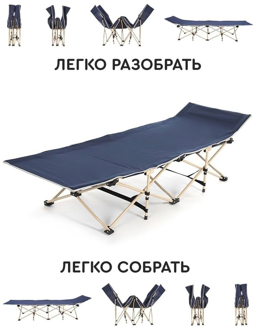 Раскладушка 65х190 см , темно-синий