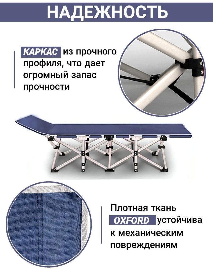 Раскладушка 65х190 см , темно-синий купить,0