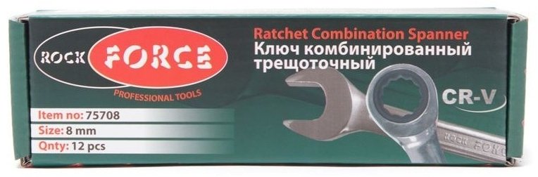 ROCKFORCE ключ комбинированный трещоточный 8 мм RF-75708, 1 шт - ForteMarket ROCKFORCE ключ комбинированный трещоточный 8 мм RF-75708, 1 шт купить,0