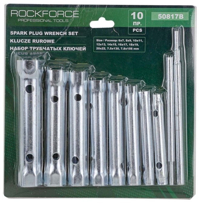 ROCKFORCE набор ключей трубчатый 6-22 мм RF-50817B, 10 шт