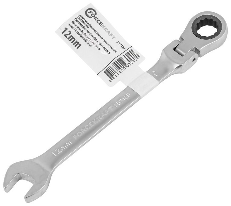 ForceKraft ключ комбинированный трещоточный шарнирный 12 мм FK-75712F, 1 шт