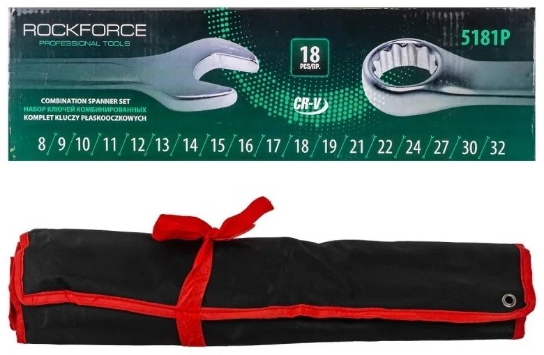 ROCKFORCE набор ключей комбинированный 8-32 мм RF-5181P, 18 шт купить,0