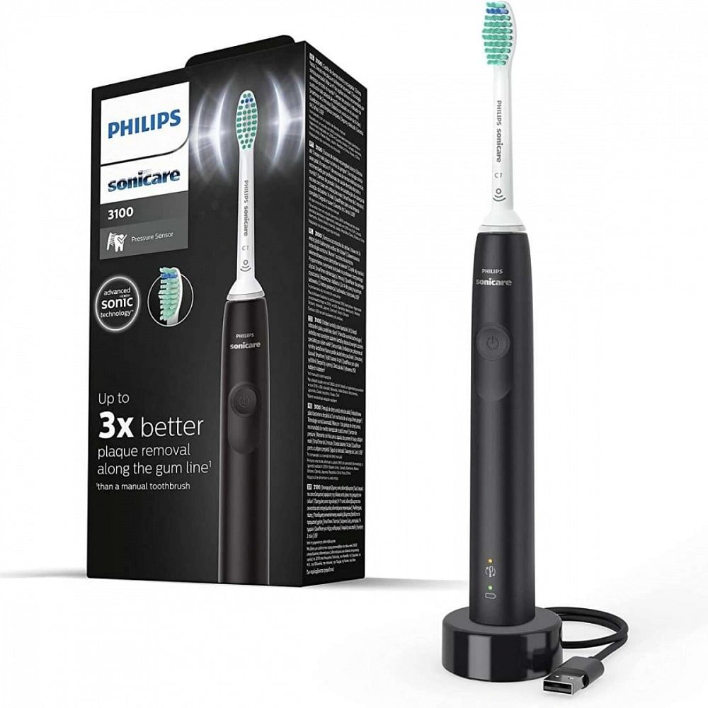 Philips звуковая щетка 3100 HX3671/14 щетина средняя черный