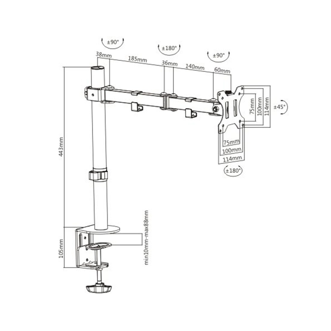 Кронштейн  Brateck LDT12-C012N 13"-32" черный